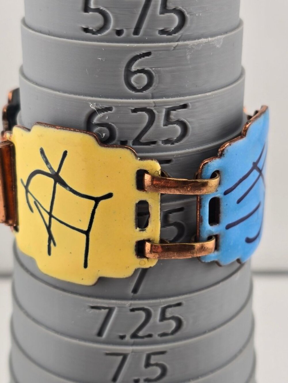Vintage Enamel on Copper Bracelet Colorful 6.25" - Picture 2 of 12